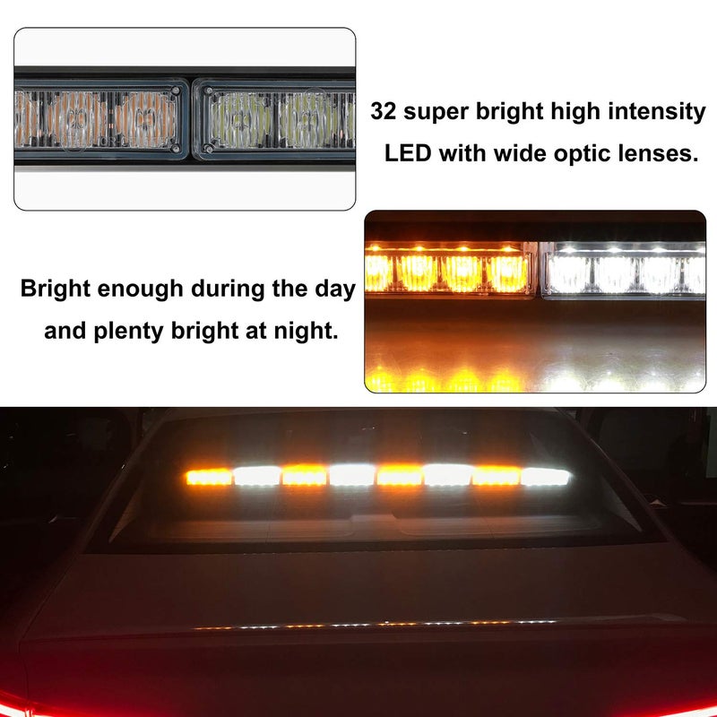 ASPL 36" 32LED Traffic Advisor Light Bar Warning Emergency Strobe Light Bar Directional Flashing Emergency Caution Lighting Led Safety Lights with 16 ft Straight Cord (Amber/White) - Image 3